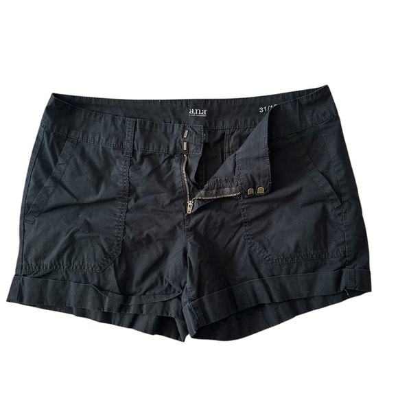 a.n.a. black twill chino shorts flat front size 12/31 4" inseam - Picture 1 of 10